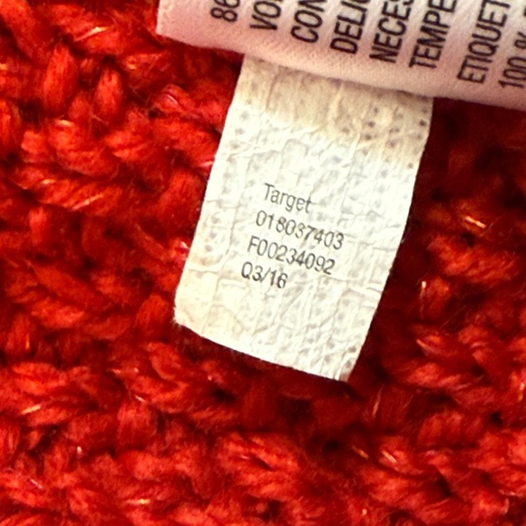 Merona Crewneck Knit Sweater Women’s XS Wool Blend Loose Fit Red Sparkle Holiday - Picture 9 of 9